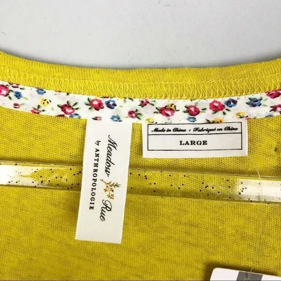 ANTHROPOLOGIE | MEADOW RUE Ravenna Yellow Shirt L - Picture 7 of 11